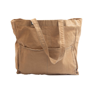 Distressed Canvas Tote-Brown