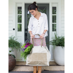 Distressed Canvas Two Tone Tote - Cream & Brown