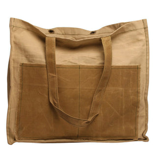 Distressed Canvas Two Tone Tote - Cream & Brown