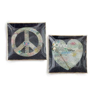 Large Square Decoupage Plates - Assorted Set of 4