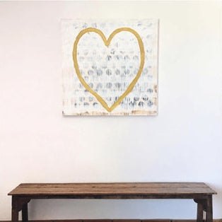 Heart of Gold Art Print - Grey Wood