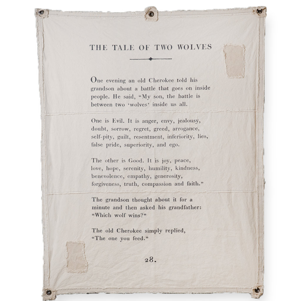 Tale Of Two Wolves Canvas Wall Tarp - 46x57