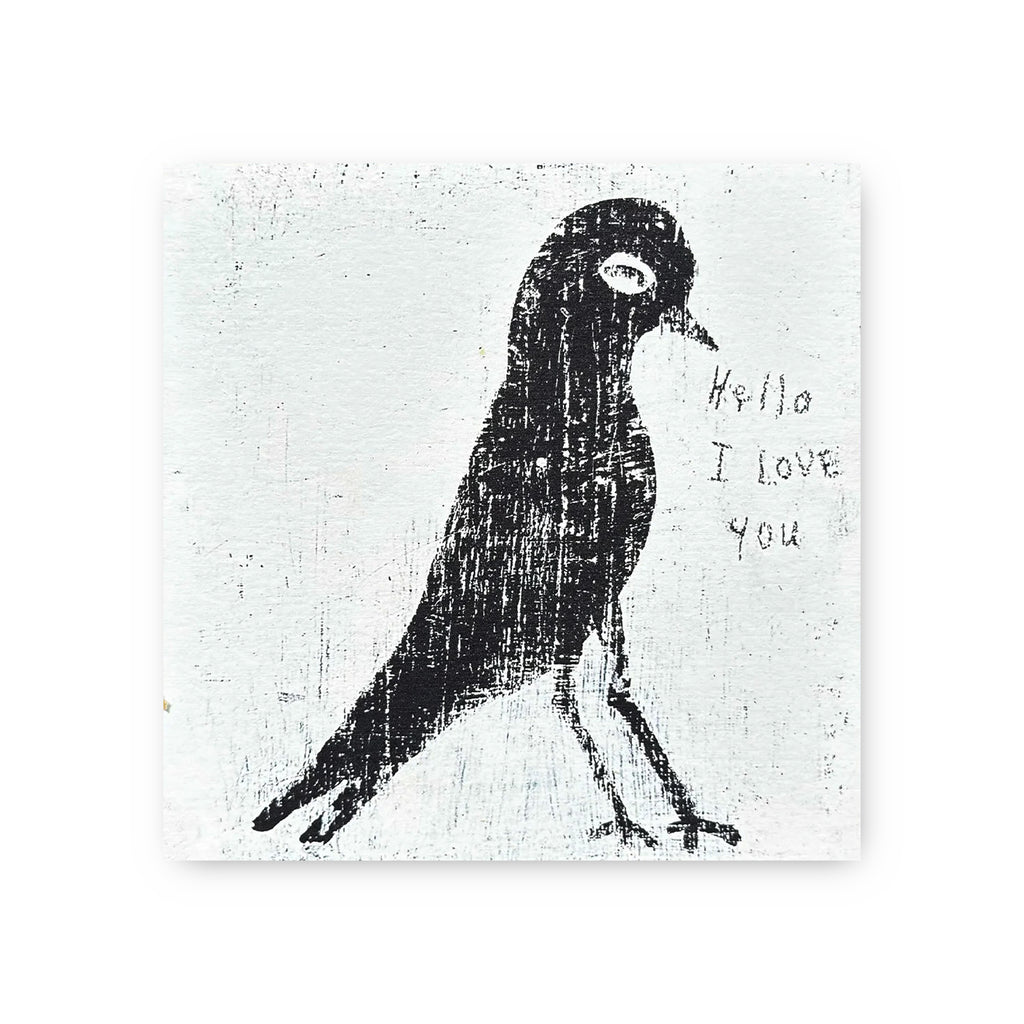 Black Bird Hello I Love You Art Tile