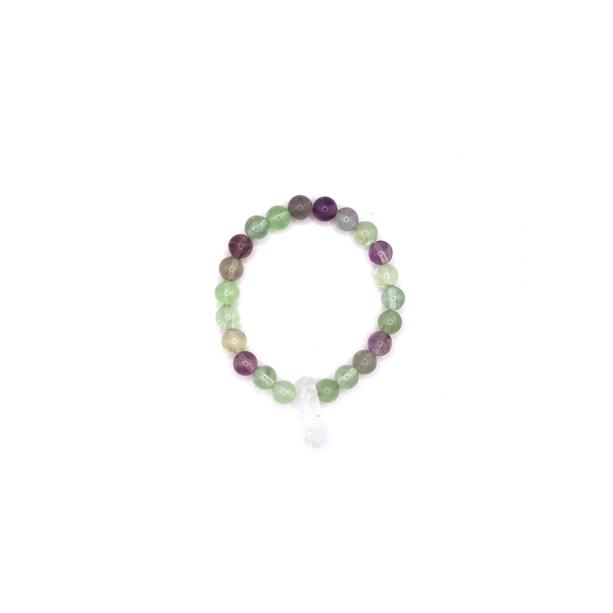 ***Raw Crystal Point Fluorite Bead Bracelet - Set of 12