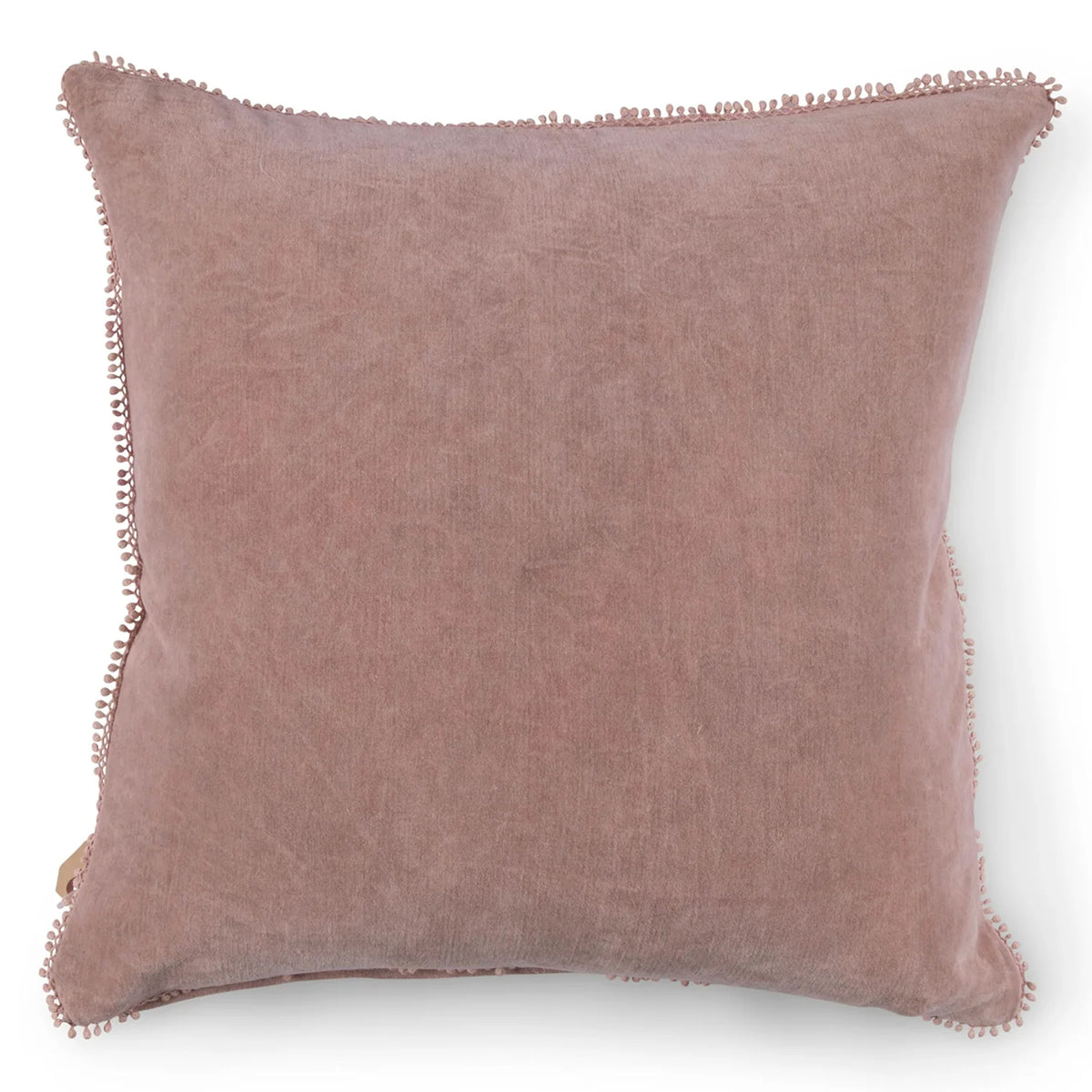 Blush Velvet Pillow With Poms 22x22