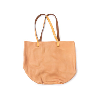 Large Leather Nude Tote Bag with Natural Straps Nude
