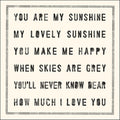 You Are My Sunshine Notecard - Set of 10 - 3"x3"