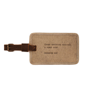 Cheshire Cat Leather Luggage Tag in Sage