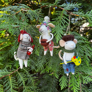 Felt City Mice Ornaments - Assorted Set of 6