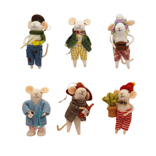 Felt City Mice Ornaments - Assorted Set of 6