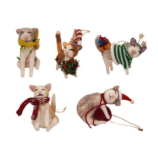 Felt Clutter of Cats Ornaments - Set of 5