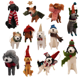 ***Felt Holiday Mutley Crew Ornaments - Assorted Set of 12