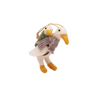 Felt Goose with Baby Ornament - Set of 4