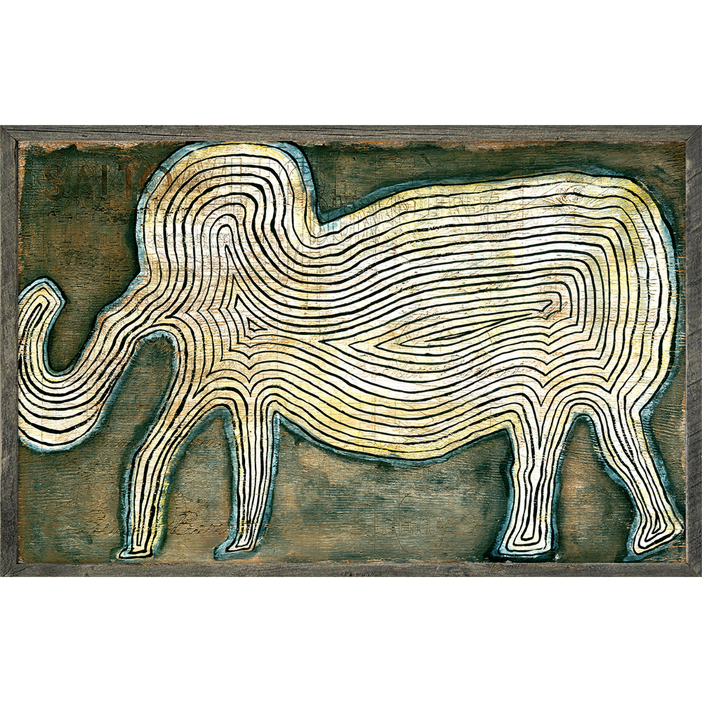 Elephant in The Room Art Print  - Grey Wood
