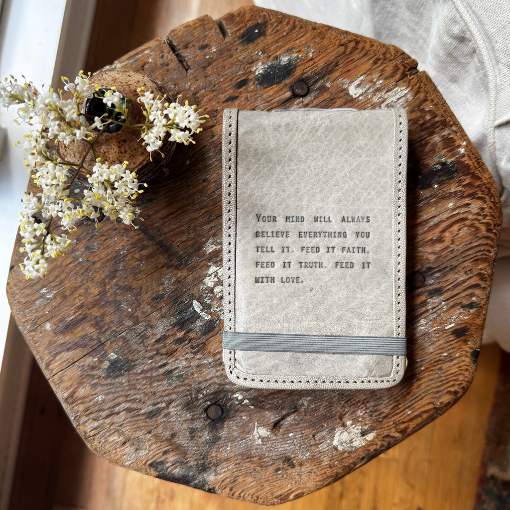 Faith Truth Love Mini Signature Leather Journal - Stone