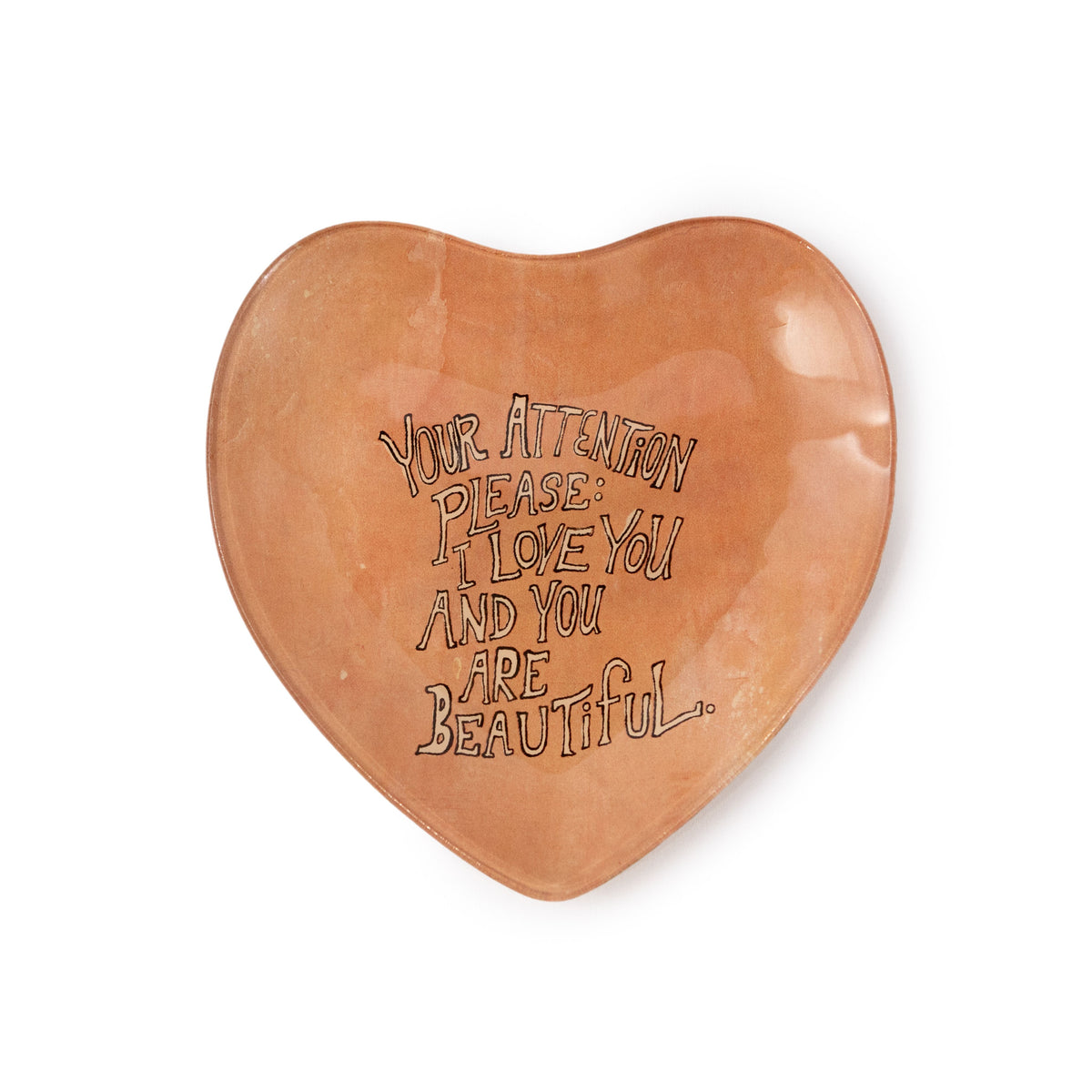 Your Attention Please Heart Decoupage Plate 6x6