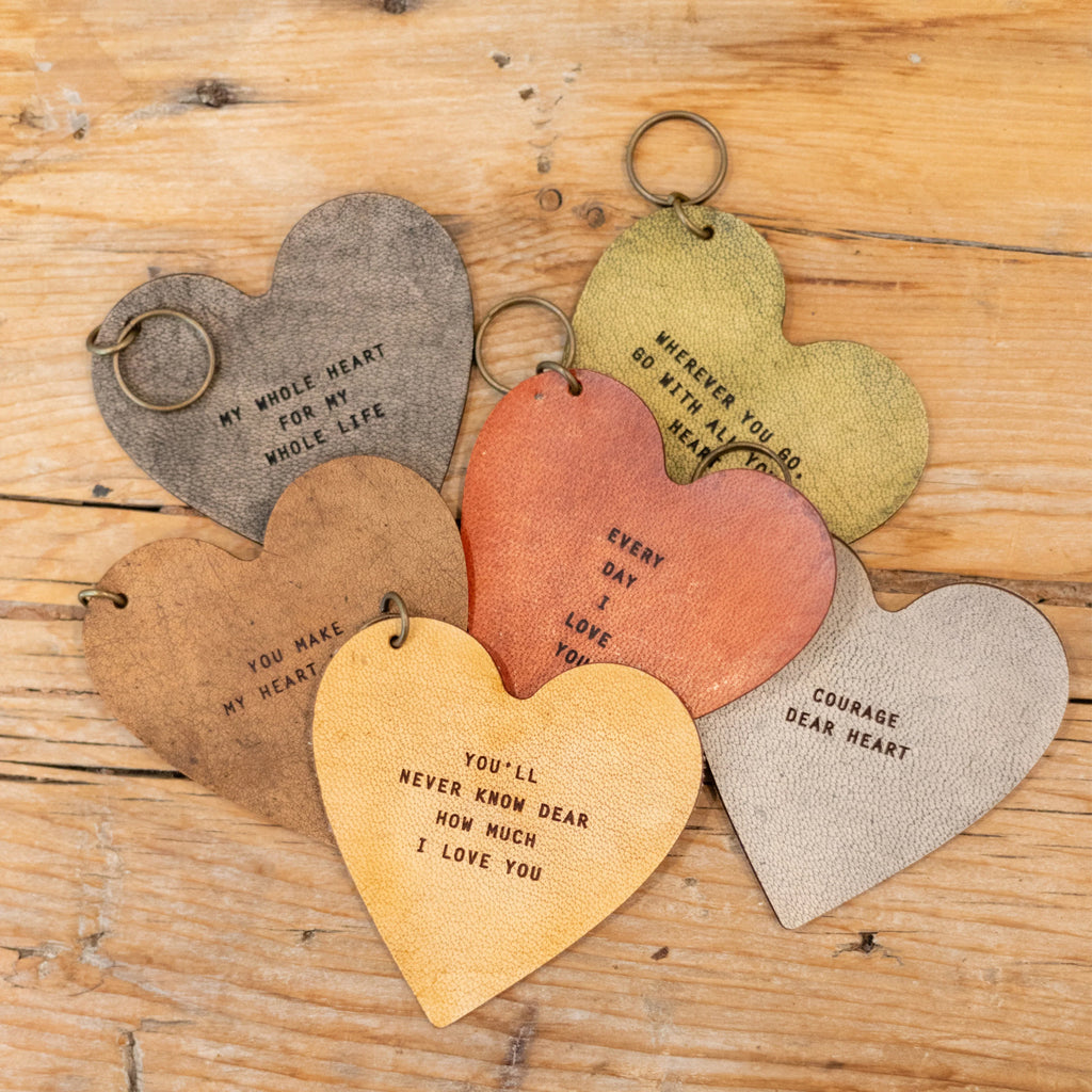 Heart Leather Keychains - Set of 18