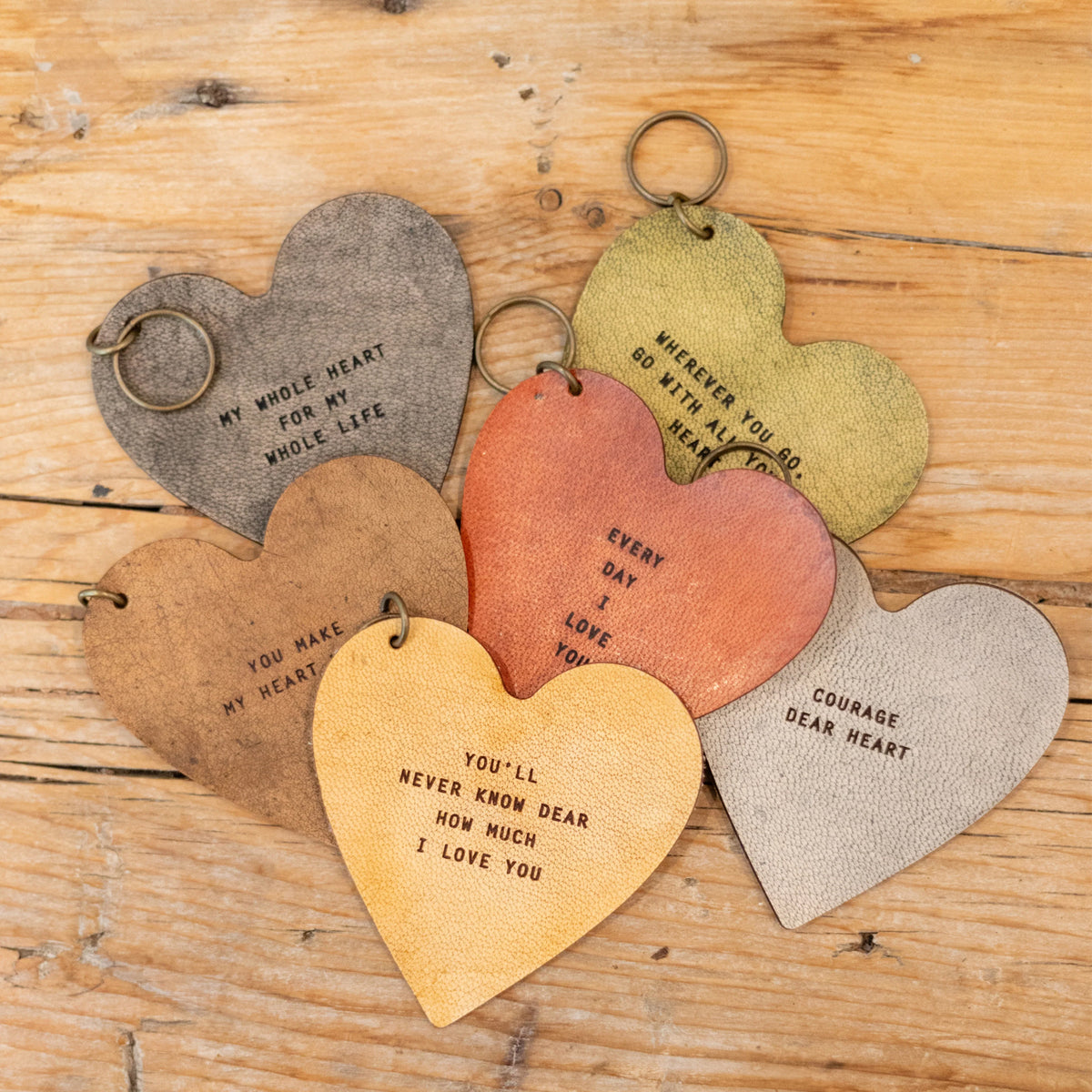 Heart Leather Keychains - Set of 18