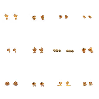 Tiny Stackable Stud Earrings Collection- Set of 12