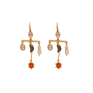 Multi-Stone Moon Mobile Earrings