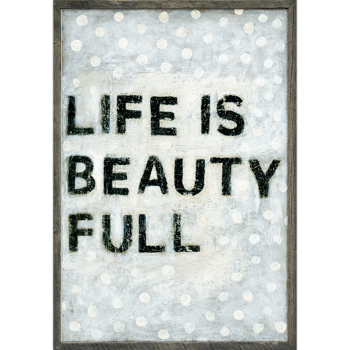 Polka Life Art Print - Grey Wood