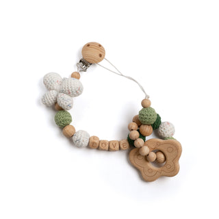 "Love" Butterfly Crochet Paci Clip & Teething Ring Set