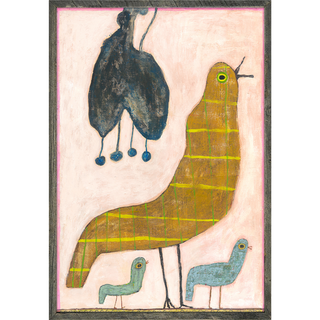 Mama Loves Her Baby Birds (Grey Wood) - Art Print