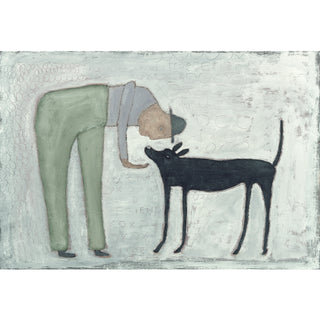 Man with Dog Art Print (Gallery Wrap)