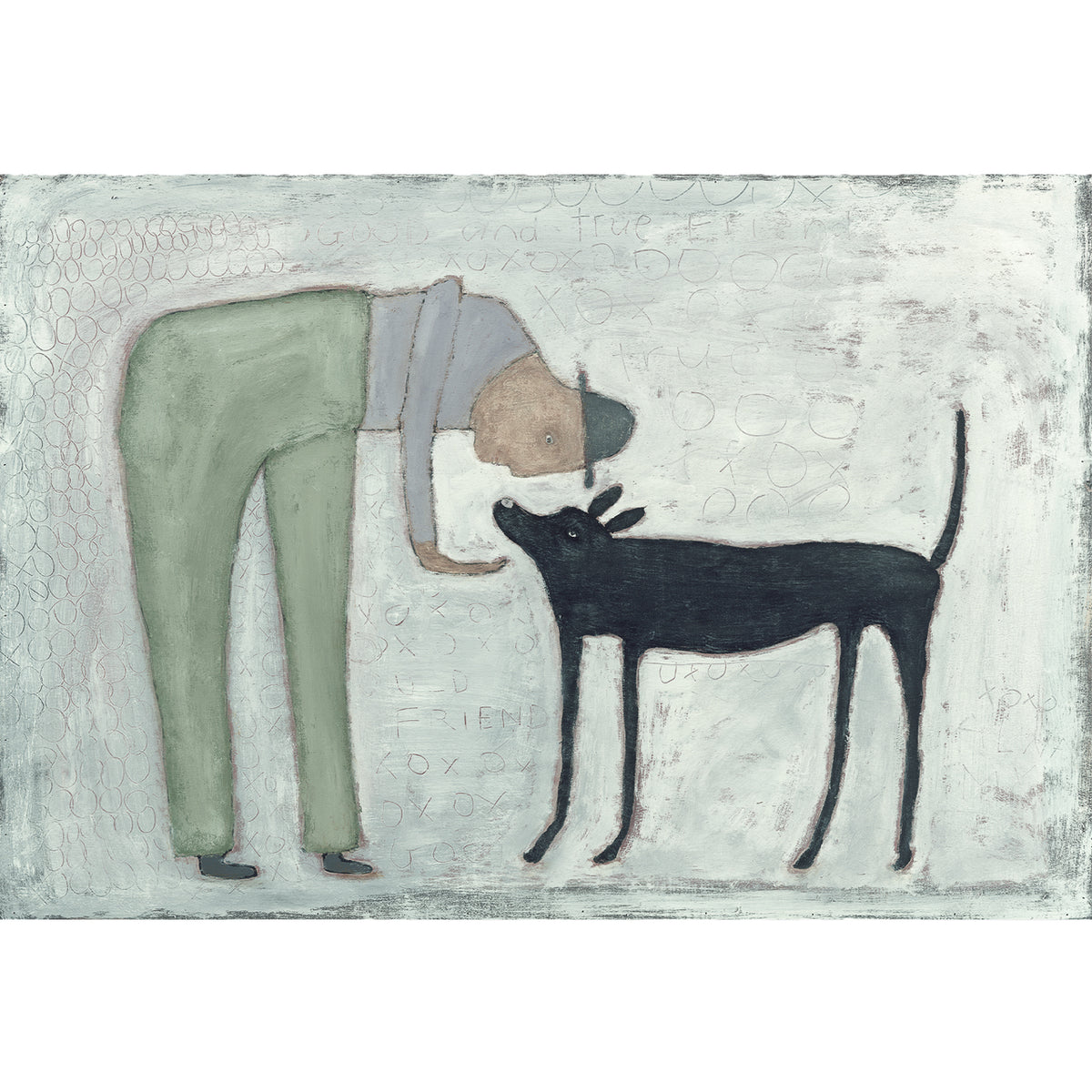 Man with Dog Art Print - Gallery Wrap