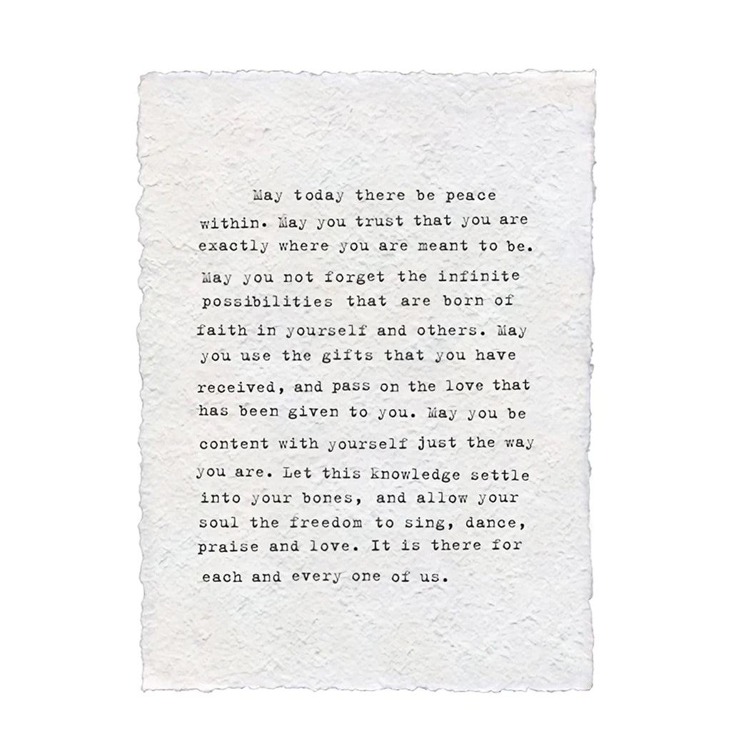 There Be Peace Within Handmade Paper Print - 12x16
