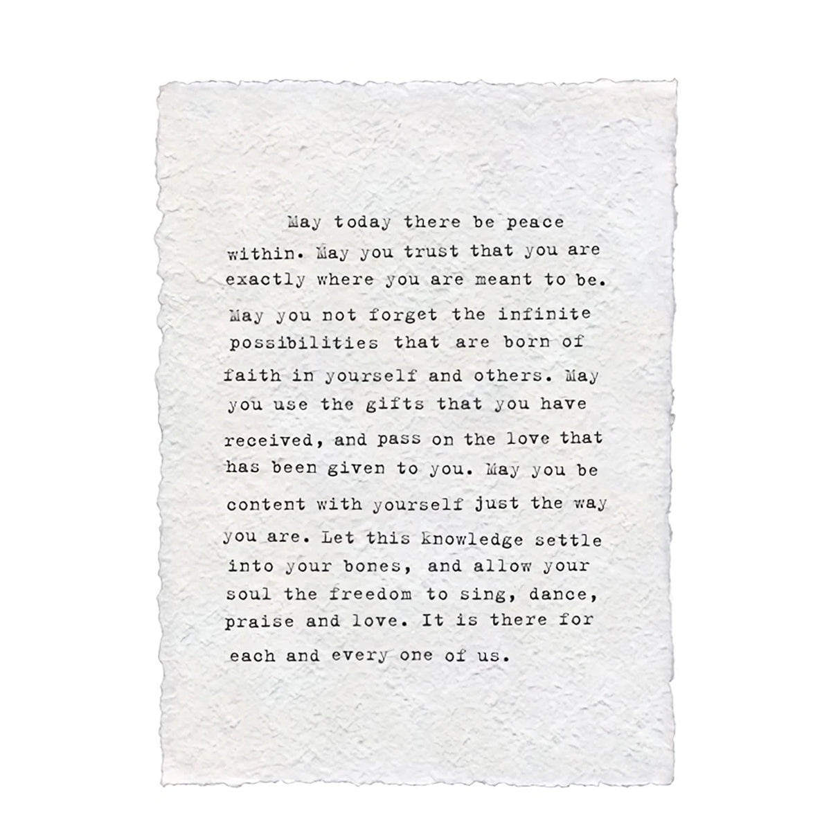 There Be Peace Within Handmade Paper Print - 12x16