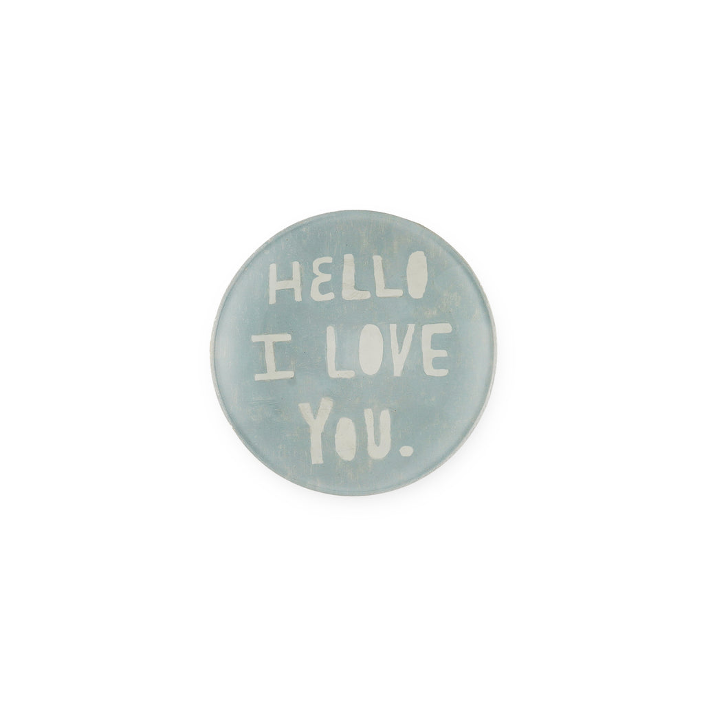 Hello I Love You Round Decoupage Plate - 4in
