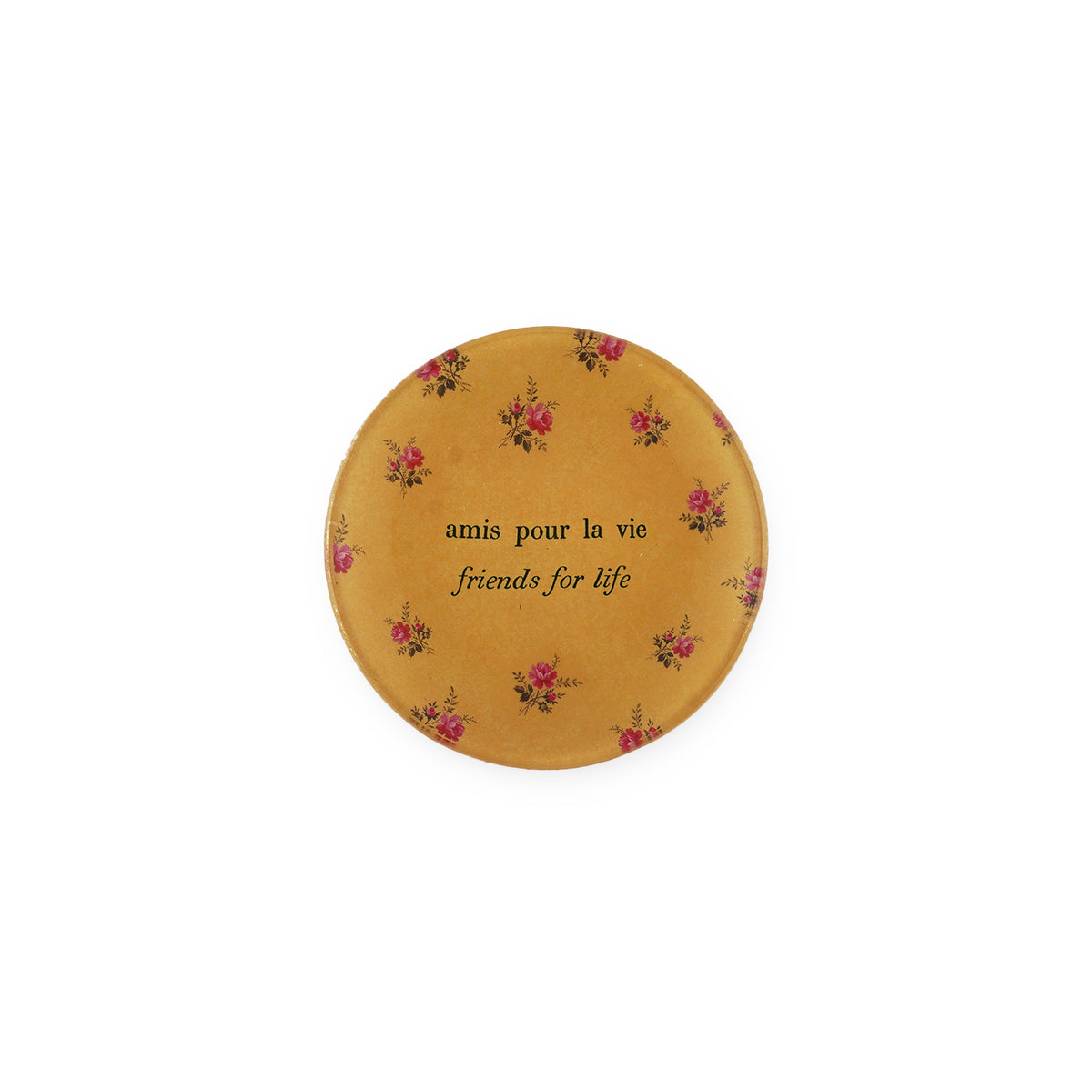 Amis Pour La Vie (Friends For Life) Round Decoupage Plate - 4in
