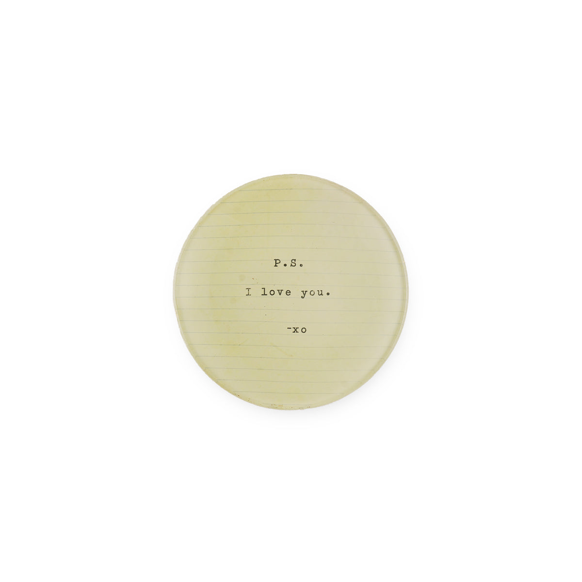 PS I Love You Round Decoupage Plate - 4in
