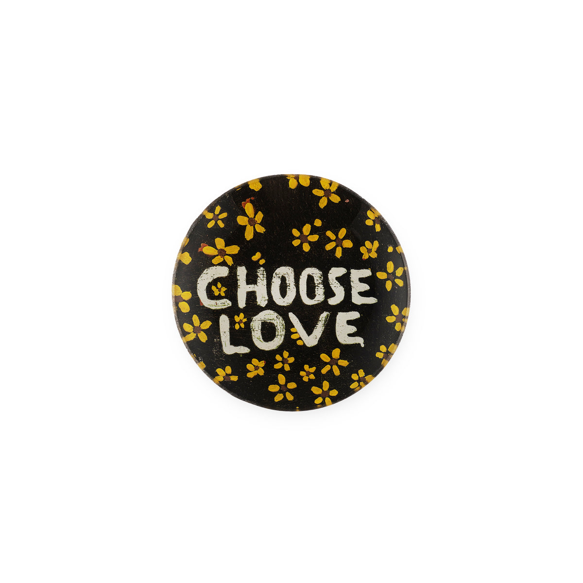 Choose Love with Yellow Flowers Round Decoupage Plate - 4in