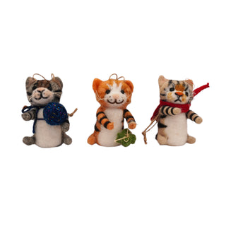 Felt Holiday Naughty Kitten Ornaments - Assorted Set of 6