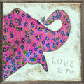 Pink Elephant Art Print - Grey Wood