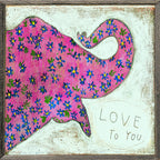 Pink Elephant Art Print - Grey Wood