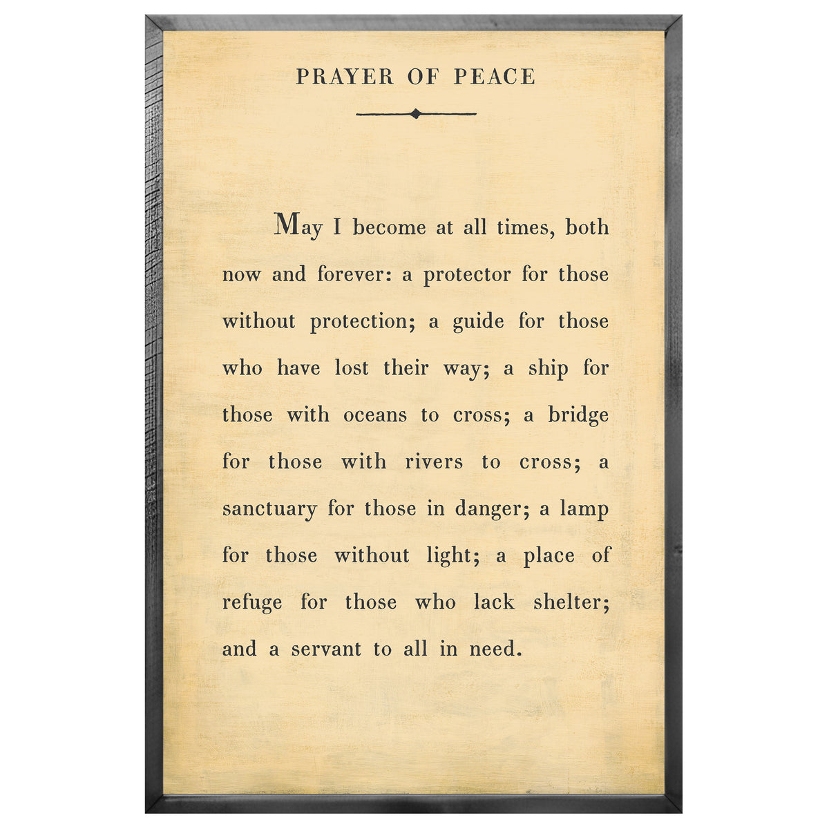 Prayer of Peace Art Print - Grey Wood