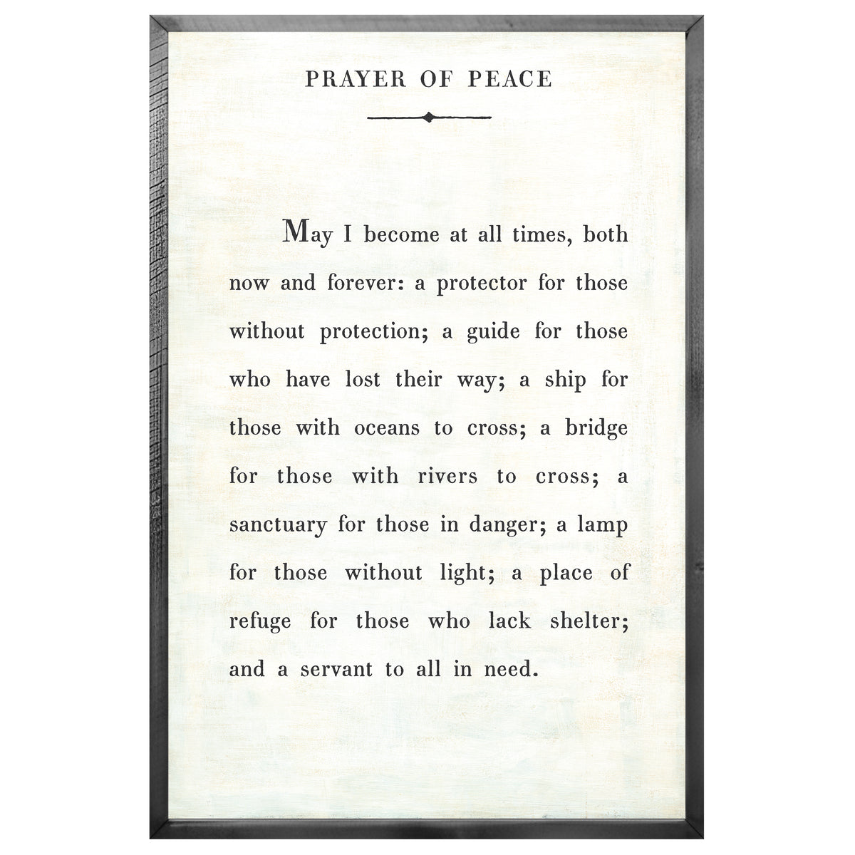 Prayer of Peace Art Print - Grey Wood