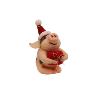 Felt Present Pig Ornament - Set of 4