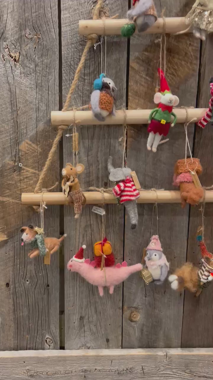 Hanging Wood & Jute Tree Display