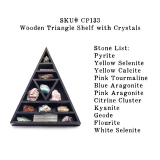 ***Wooden Triangle Shelf with Crystals - 15" x 12" x 2"