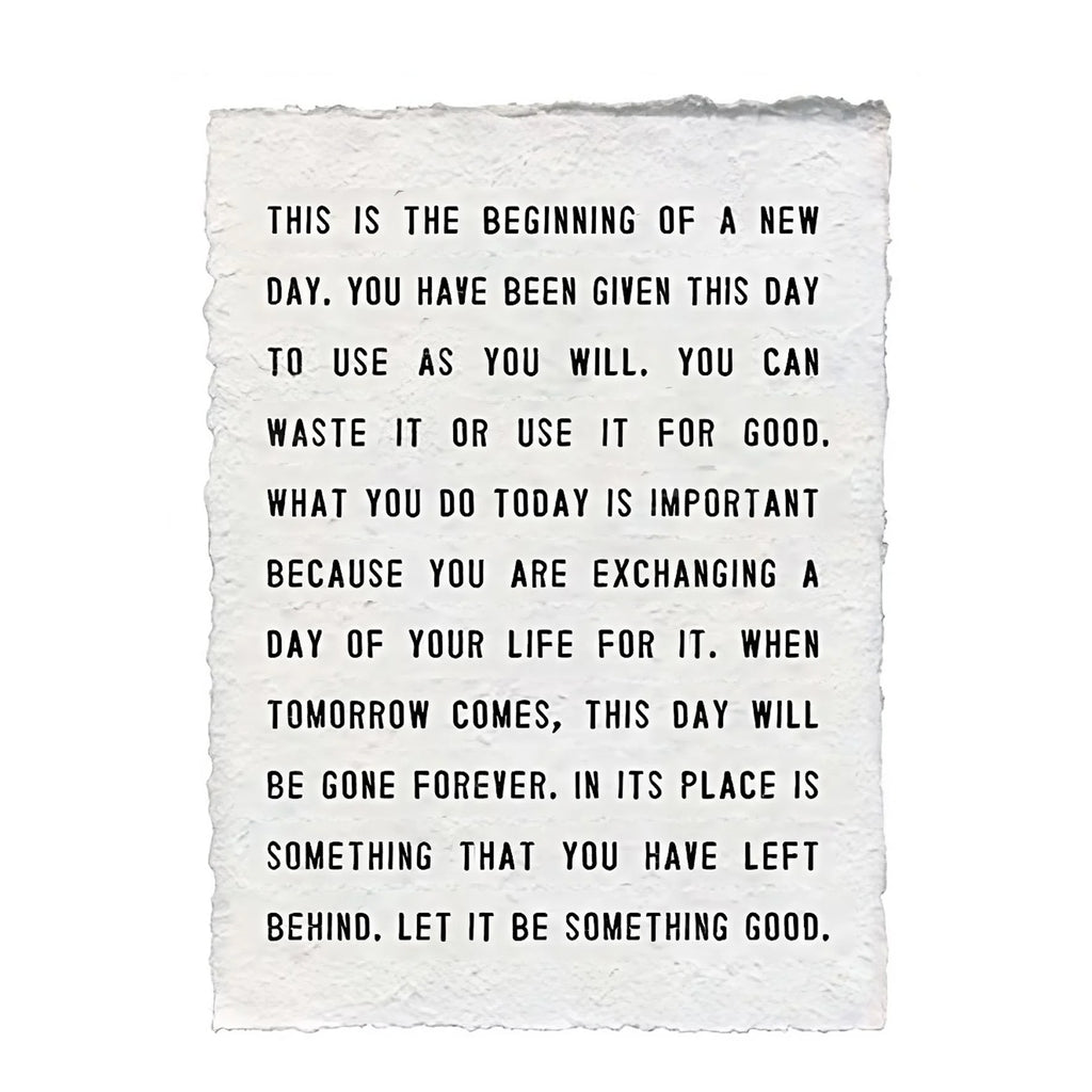 This is the Beginning Handmade Paper Print - 12x16