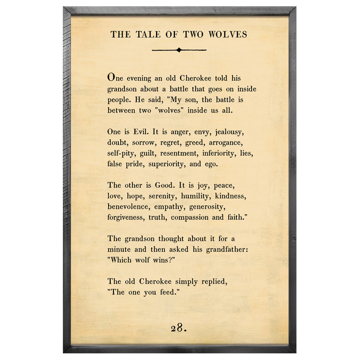 The Tale of Two Wolves Art Print - Grey Wood