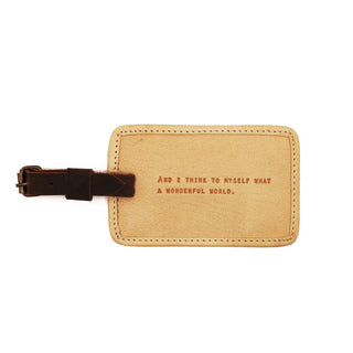 Wonderful World Leather Luggage Tag in Honey