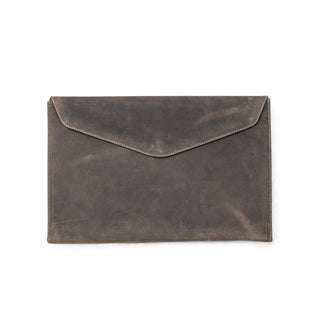 ***Ash Leather Laptop Case / Computer Sleeve Grey 14-3/4" x 10"