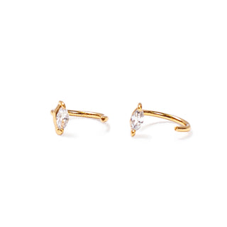 Gold Plated Marquise Huggie Earrings