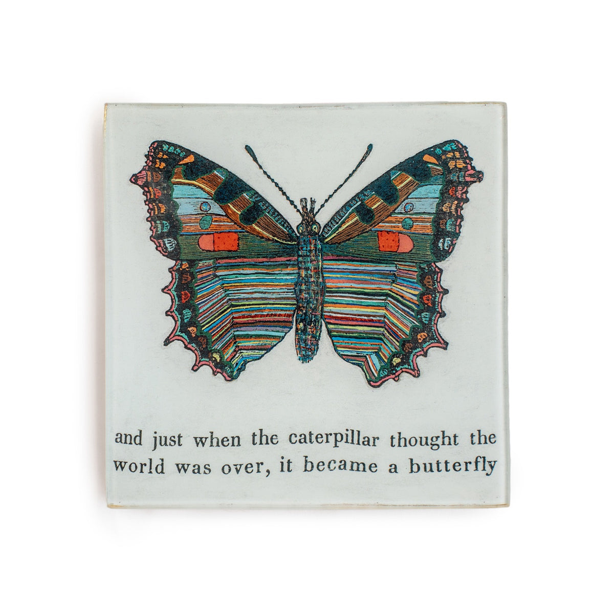 Butterfly Square Decoupage Plate 6x6