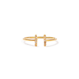 ***Gold Plated White Topaz Double Bar Open Ring